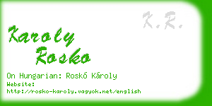karoly rosko business card